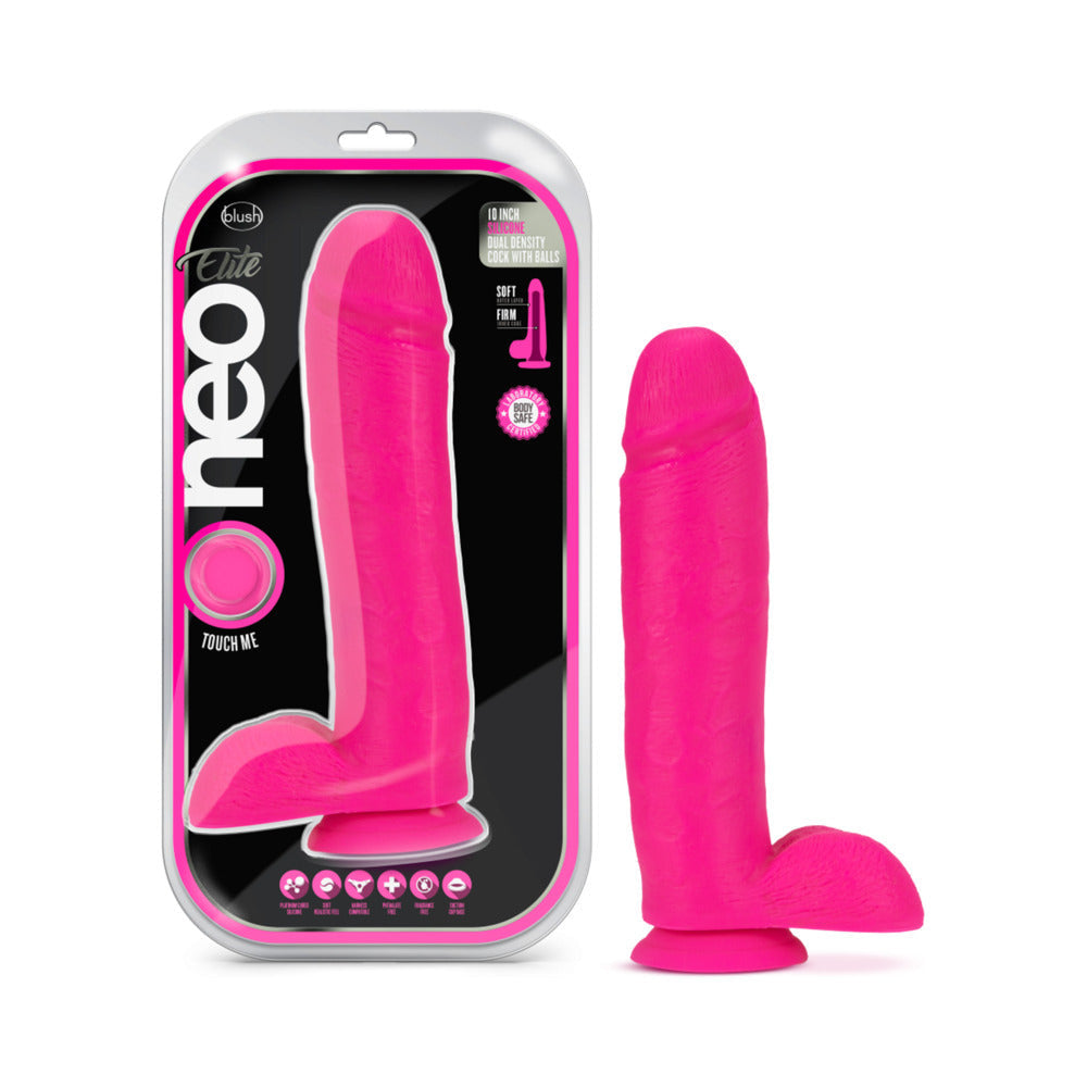 Blush Neo Elite 10 in. Dual Density Dildo with Balls