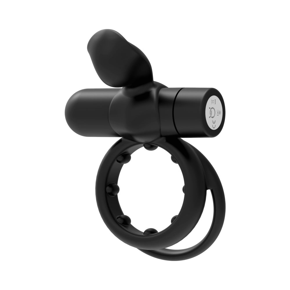 Forto Pointer Rechargeable Silicone Vibrating Dual Cockring with External Stimulator