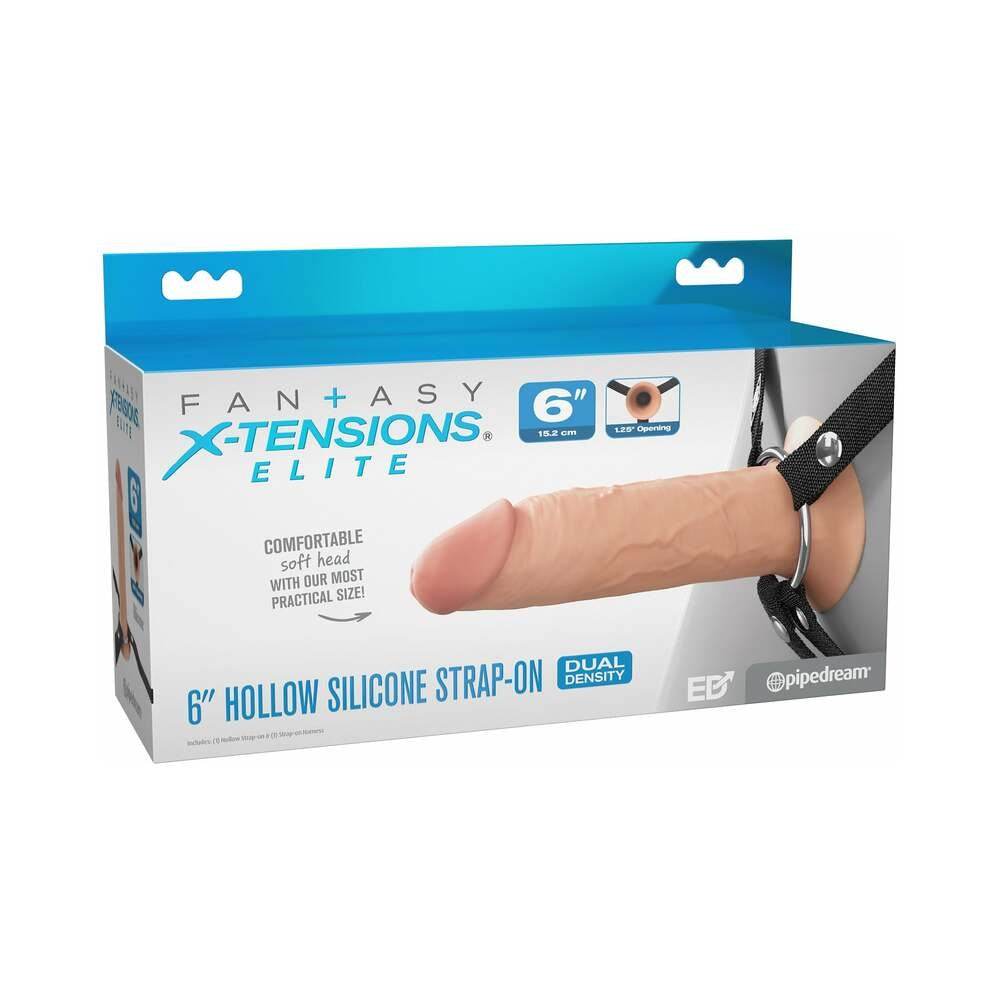 Fantasy X-Tensions Elite Hollow Silicone Strap-On 6 in.