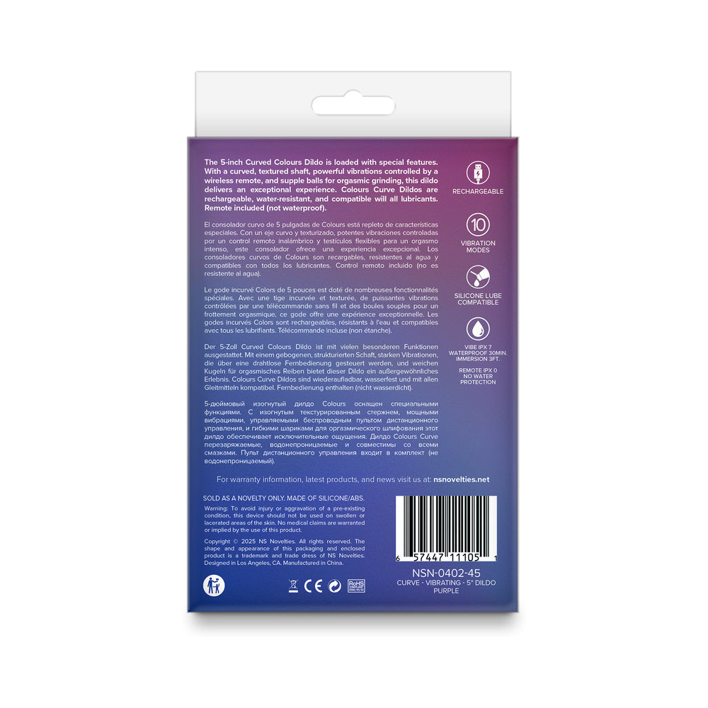 Colours Curve Vibrating 5 in. Dildo Teal