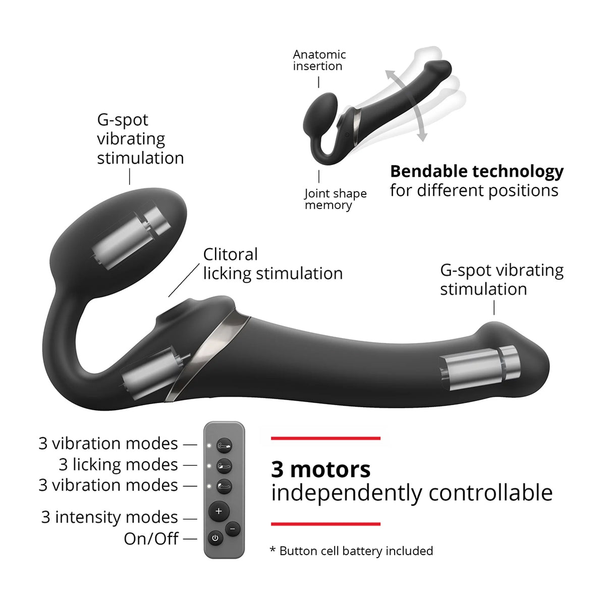 Strap-On-MeMultiOrgasmBendableStraplessStrap-OnBlackspecifications
