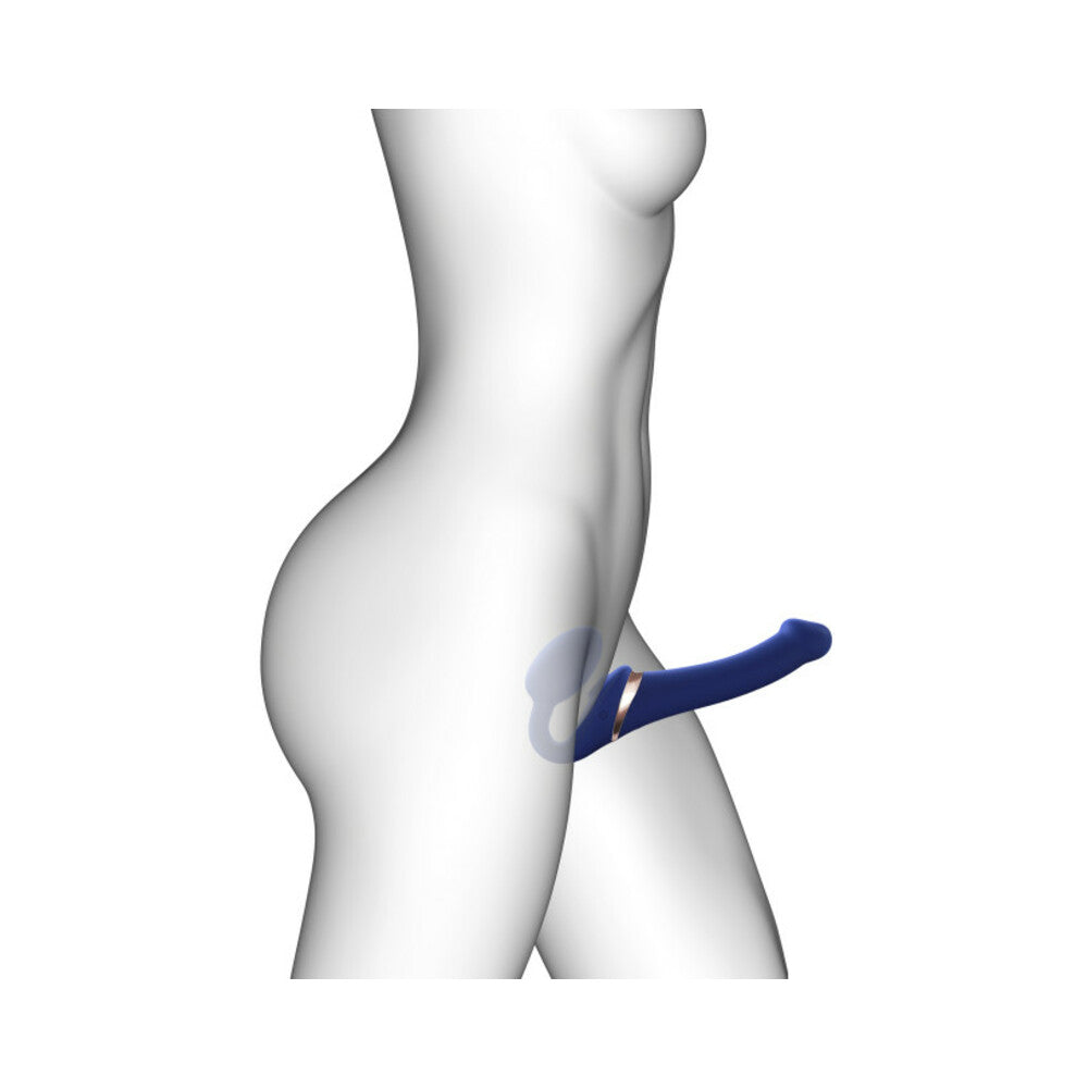 Strap-On-MeMultiOrgasmBendableStraplessStrap-OnBlueandsilhouetteofawomanwearingit