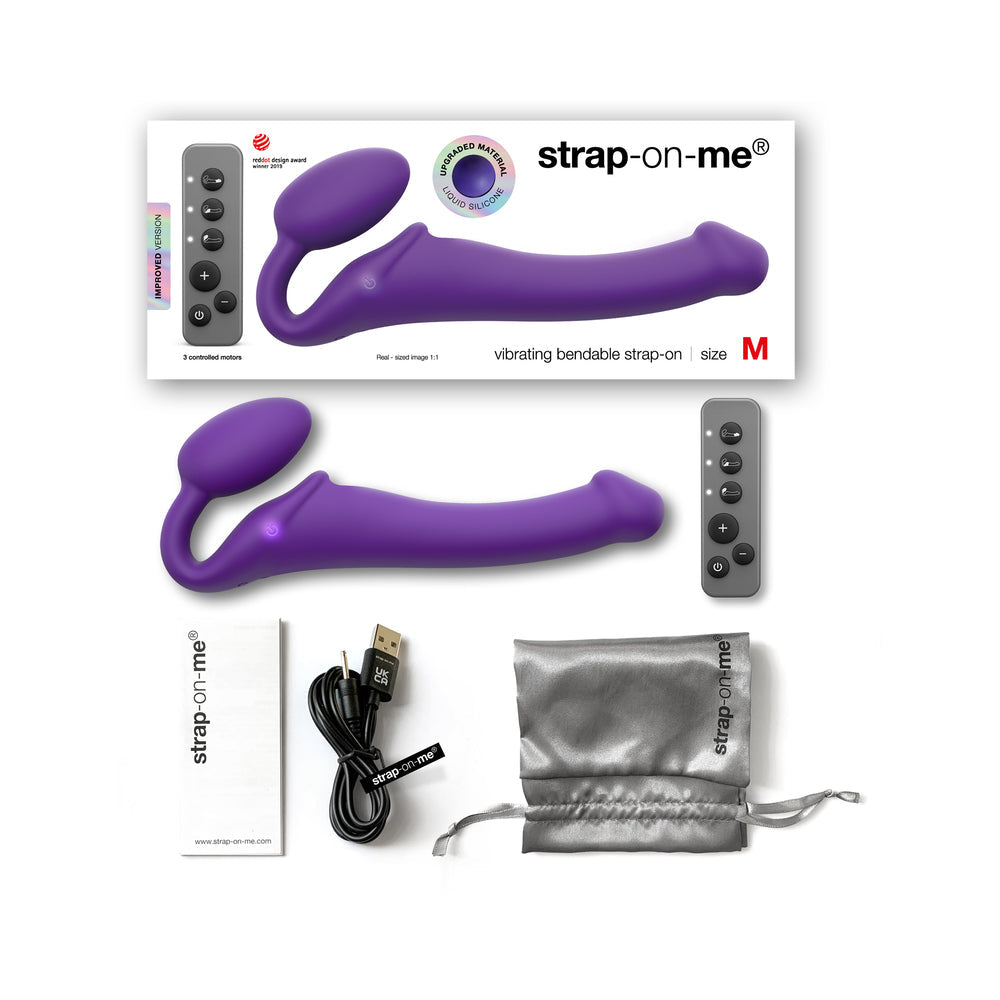 Strap-On-MeRechargeableRemote-ControlledSiliconeVibratingBendableStrap-OnPurpleboxcontent