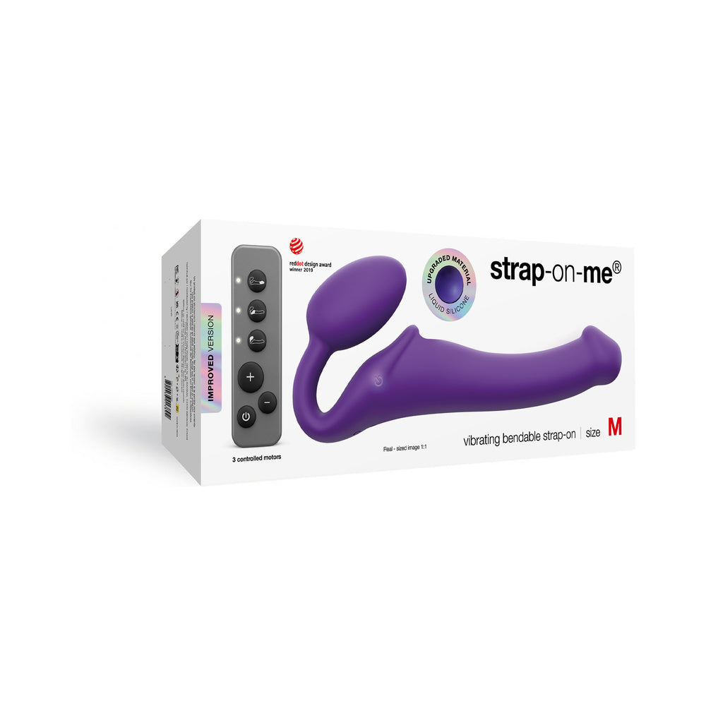 Strap-On-MeRechargeableRemote-ControlledSiliconeVibratingBendableStrap-OnPurplemedium