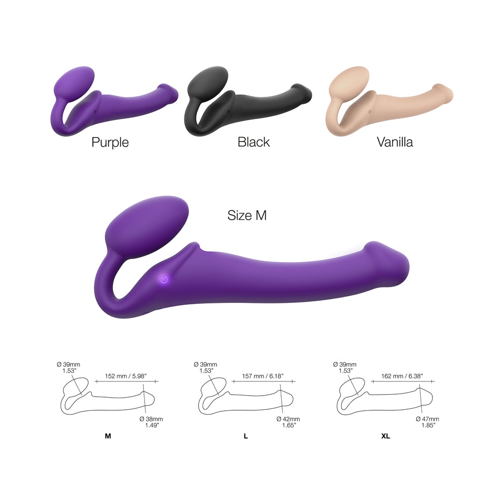 Strap-On-MeRechargeableRemote-ControlledSiliconeVibratingBendableStrap-OnPurplesizeinfo