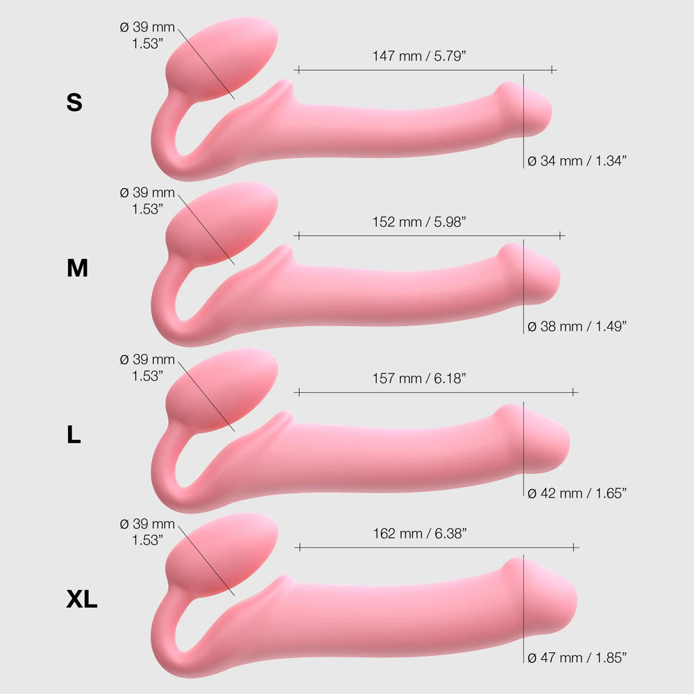 Strap-On-MeSiliconeBendableStraplessStrap-OnPinksizecomparison