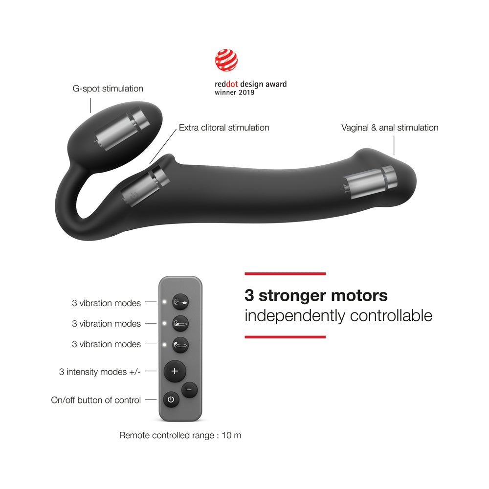 Strap-On-MeVibratingBendableStraplessStrap-OnBlackspecifications