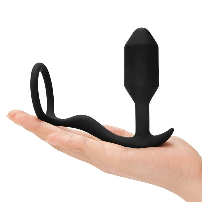 b-Vibe Snug & Tug Weighted Silicone Anal Plug with Cock ring