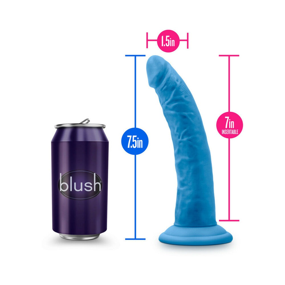 Blush Neo Elite 7.5 in. Dual Density Dildo-Neon Blue-