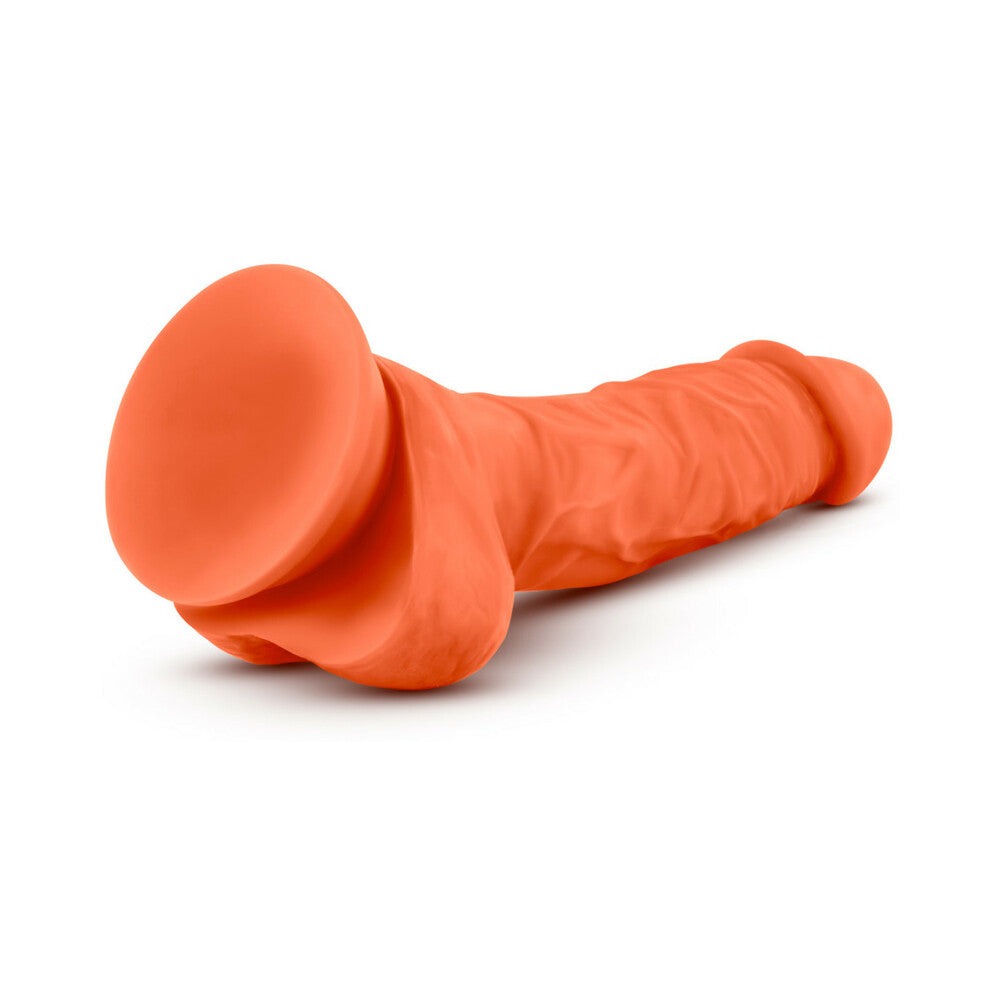 Blush Neo Elite 7.5 in. Dual Density Dildo with Balls-Neon Orange-
