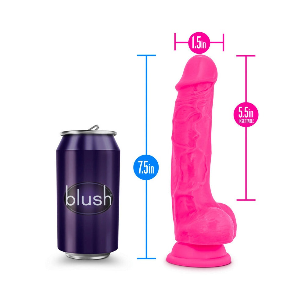 Blush Neo Elite 7.5 in. Dual Density Dildo with Balls-Neon Orange-