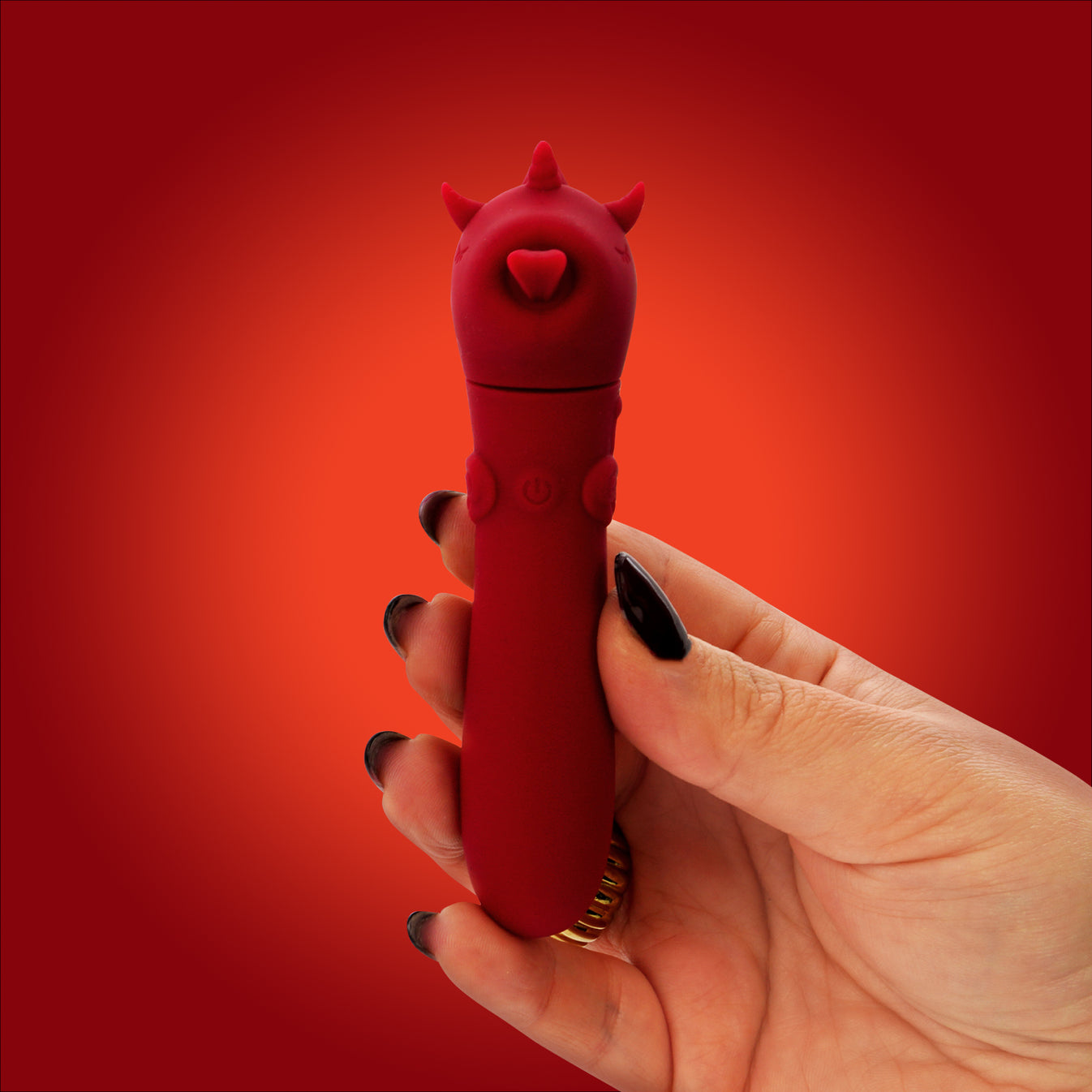 hand holding Unihorn USB Bullet dark red