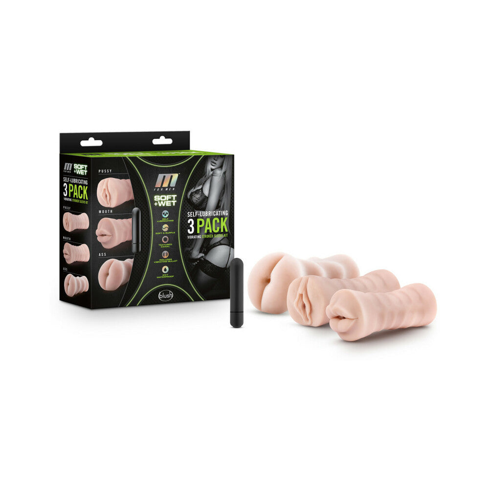 M for Men Self-Lubricating Strokers 3 Pack-