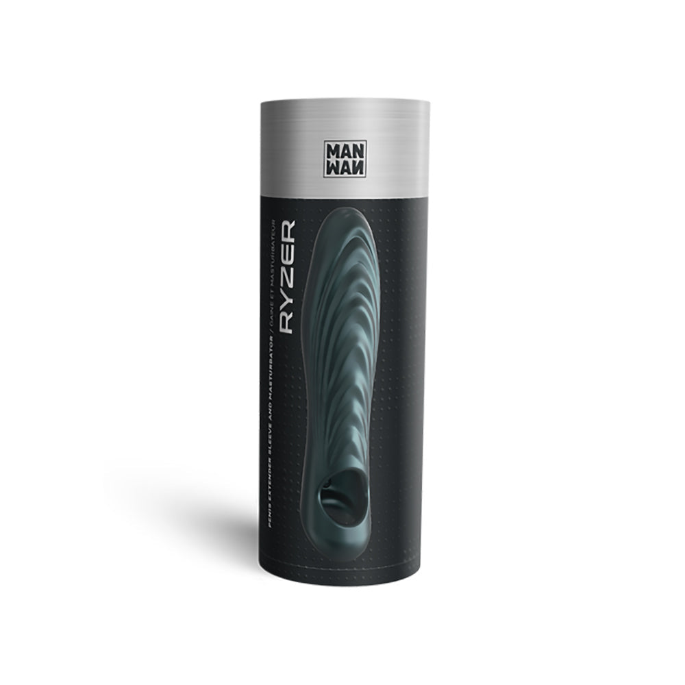 MAN WAN Ryzer Penis Extender and Soft Masturbating Sleeve-Black Plum-