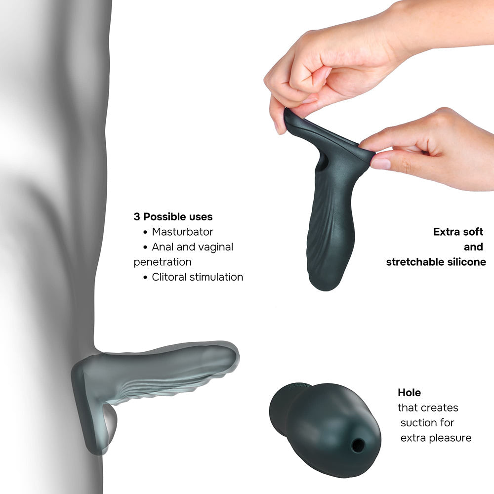 MAN WAN Ryzer Penis Extender and Soft Masturbating Sleeve-Black Plum-