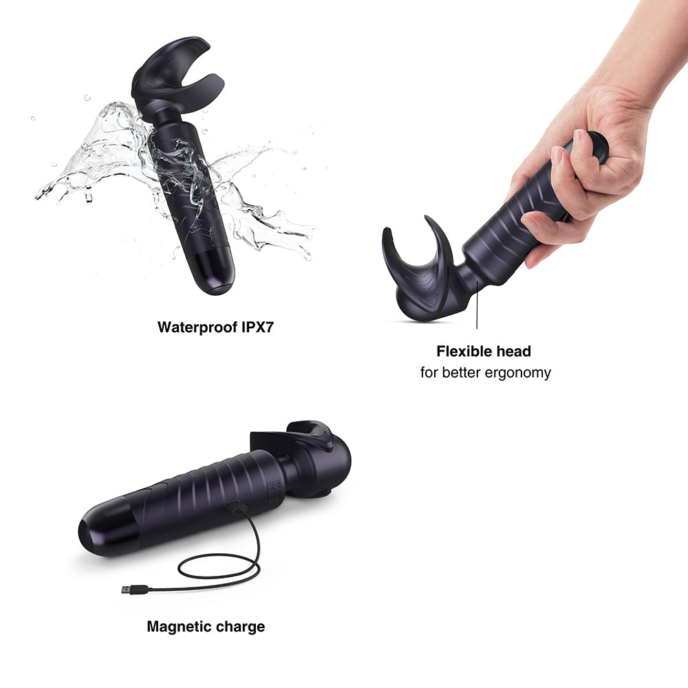 Man Wand Evo 2-in-1 black plum features infographic