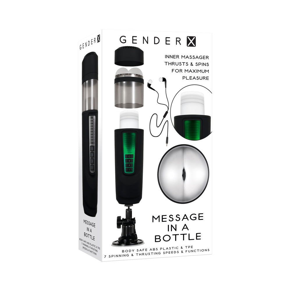 Message In A Bottle Thrusting & Spinning Stroker with Suction Cup Base-