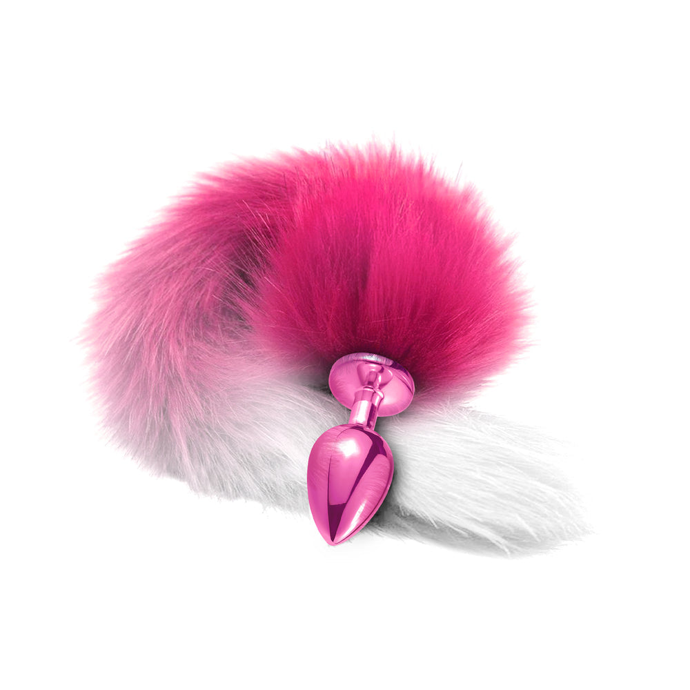 Nixie Metal Butt Plug With Ombre Tail-Pink-
