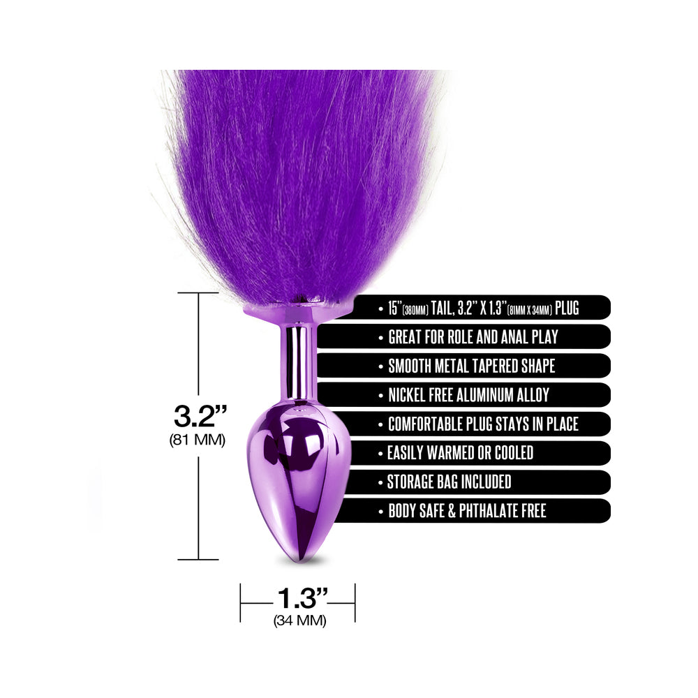 Nixie Metal Butt Plug With Ombre Tail-Purple-