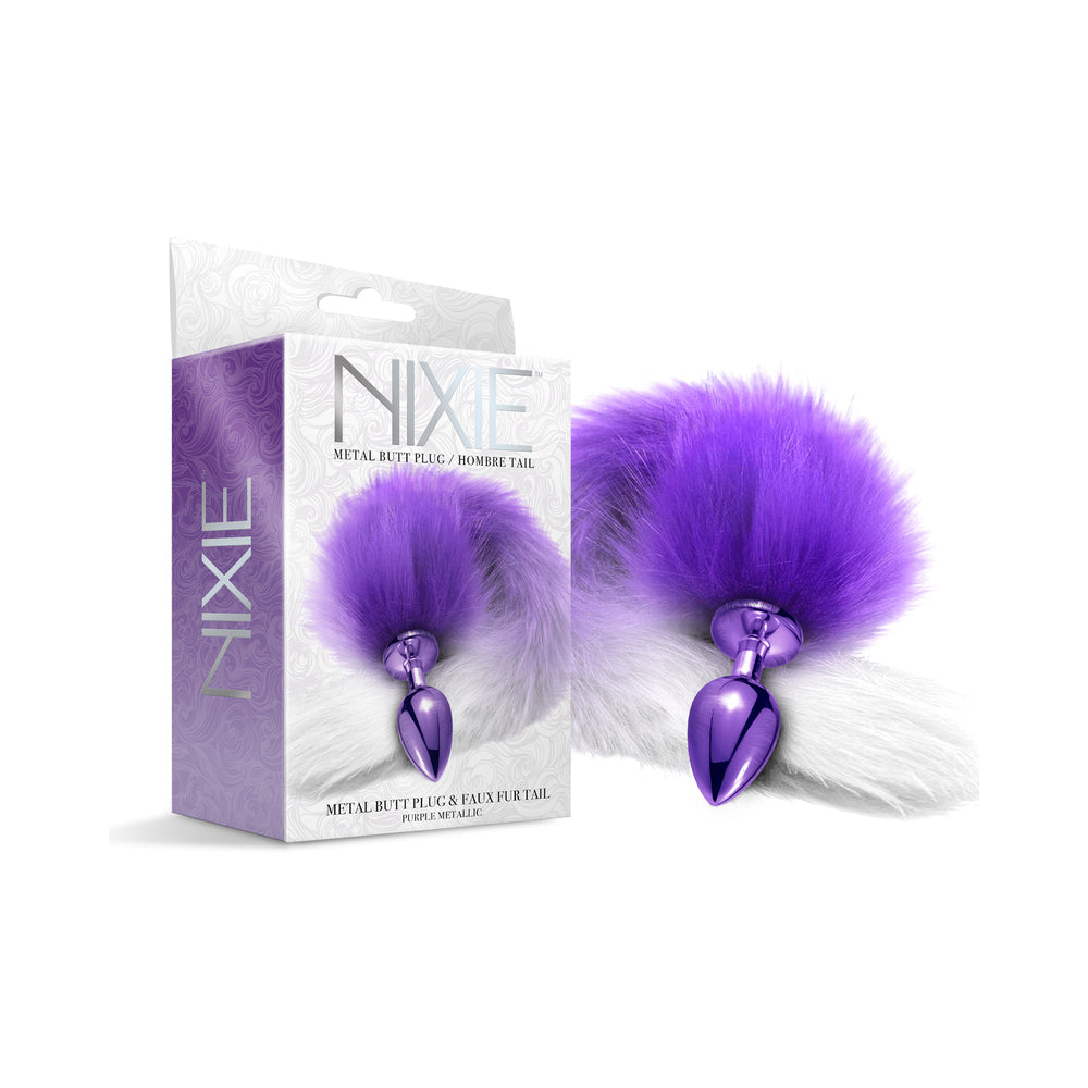Nixie Metal Butt Plug With Ombre Tail-Purple-