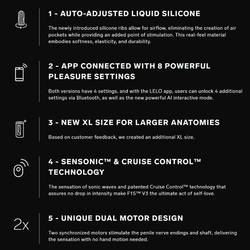 parts of LELO F1S V3 infographic