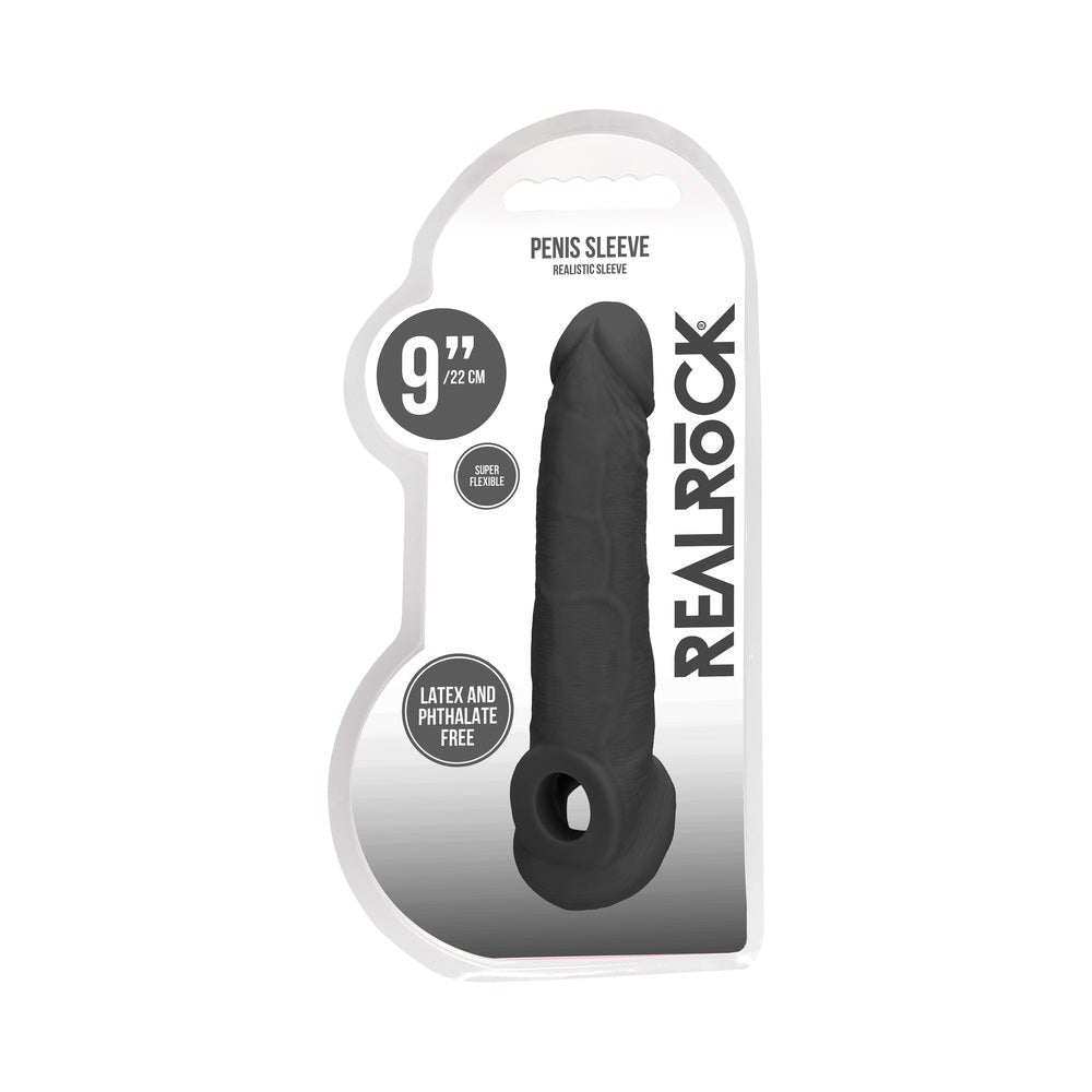 RealRock 9 Inches Penis Extender-Black-