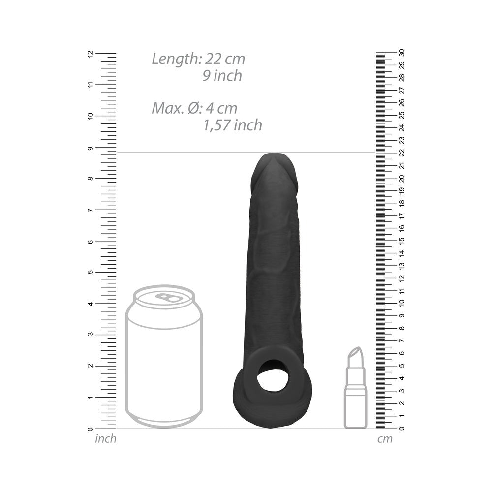 RealRock 9 Inches Penis Extender-Black-