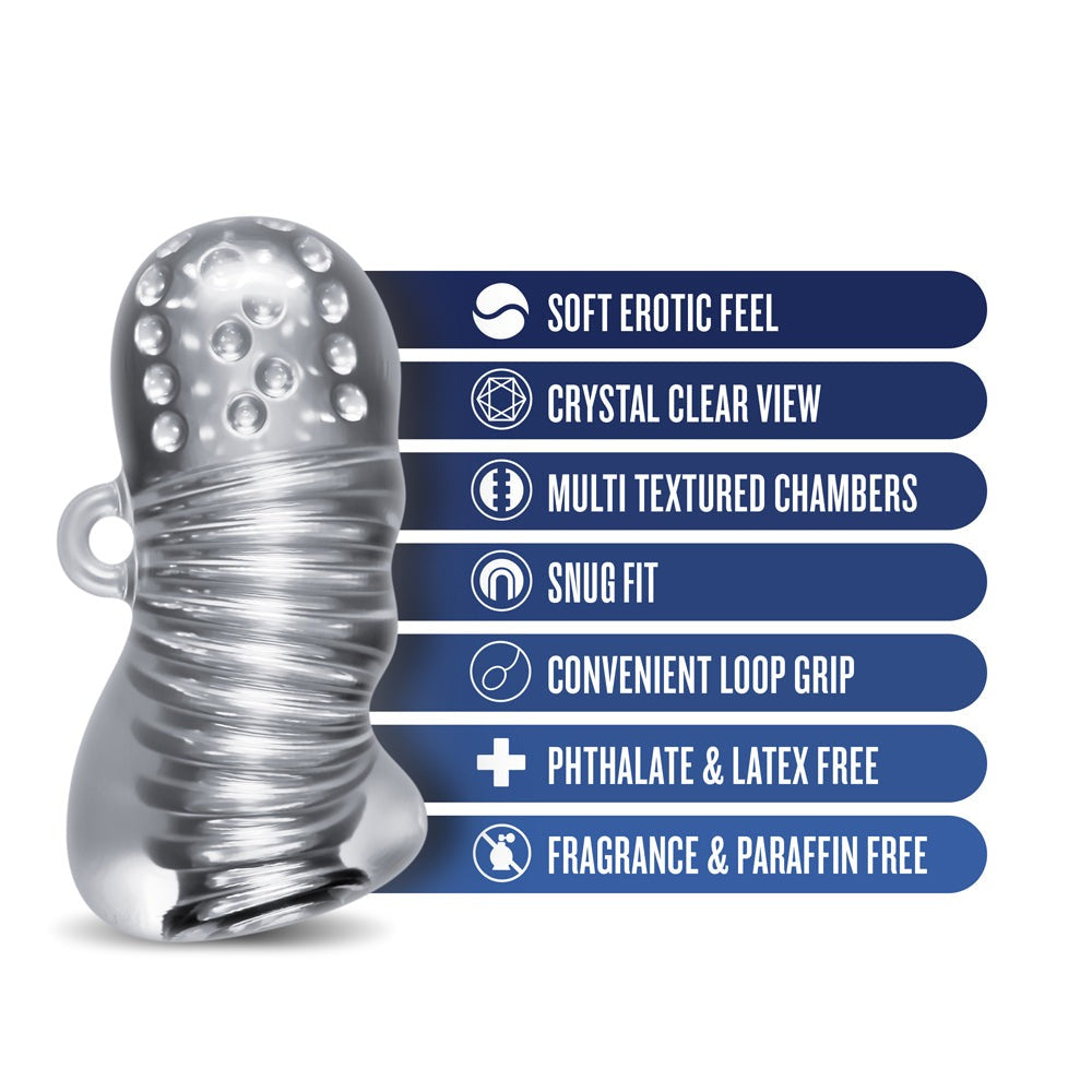 RIZE! Ribz Glow in the Dark Self-Lubricating Stroker Clear-