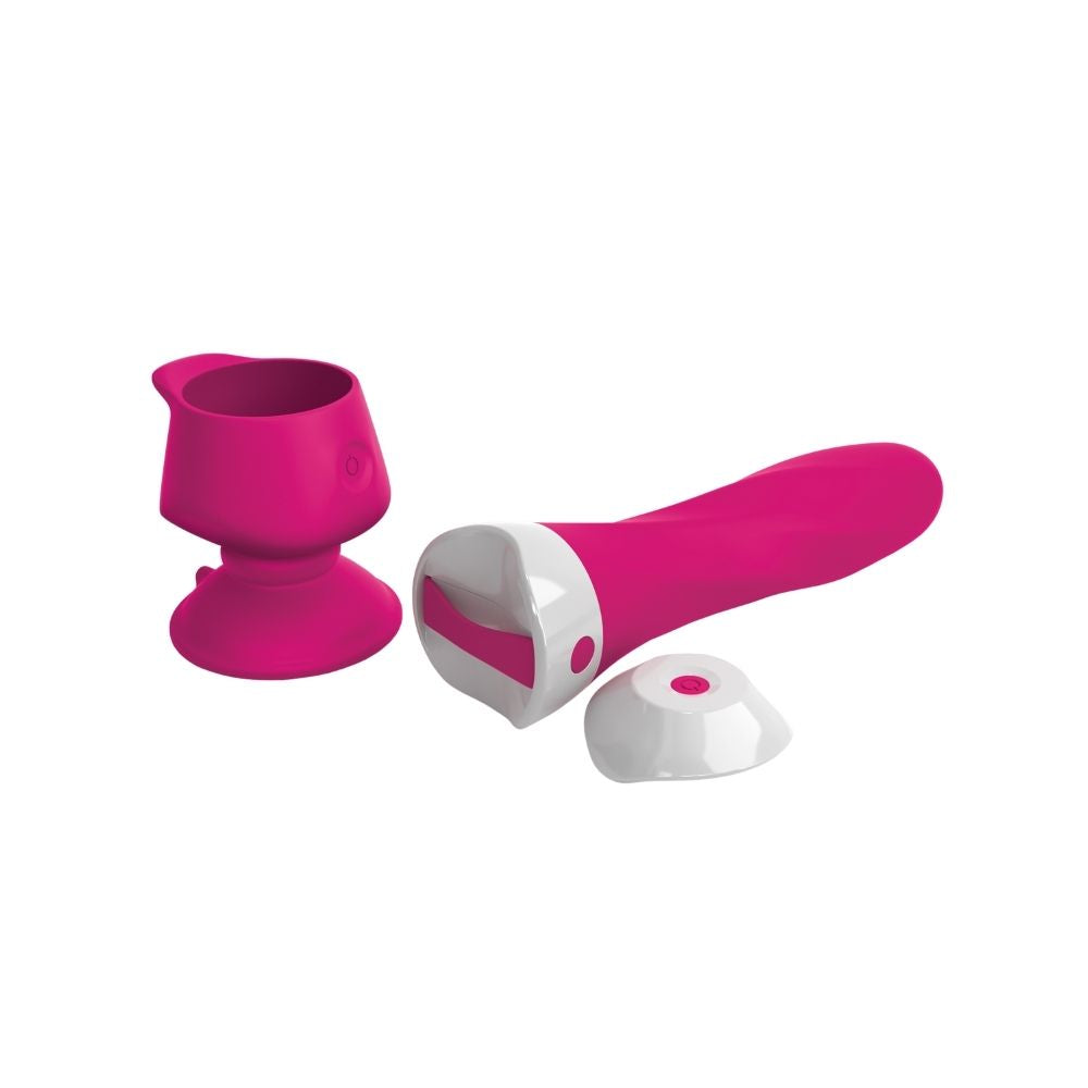 3Some Wall Banger Deluxe laying flat beside the suction cup base and remote it comes with