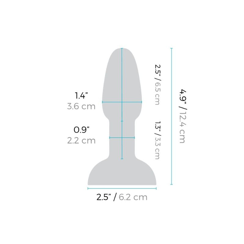 Dimensions of the Rimming Plug Petite that comes in the Asstronaut Glow-in-the-Dark Butt Play Set 