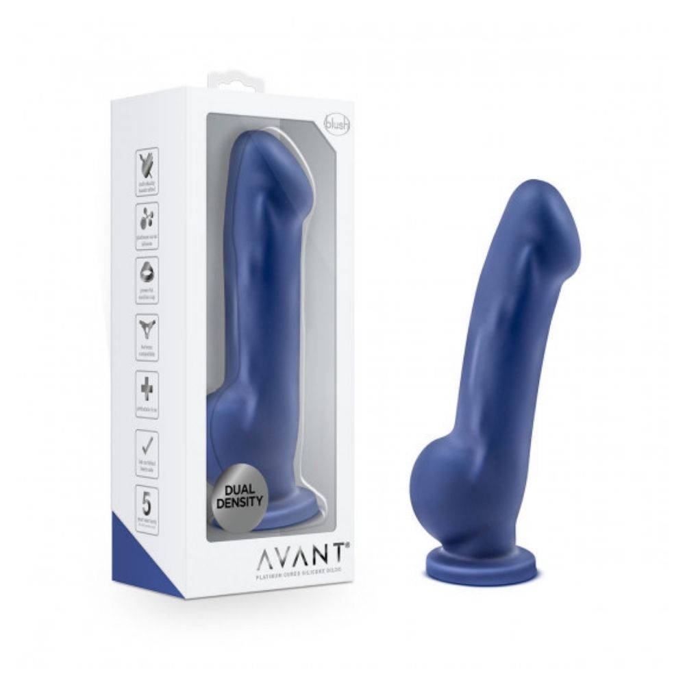 Avant D8 Indigo both inside the box it comes in and outside of it, standing upright on its suction cup base