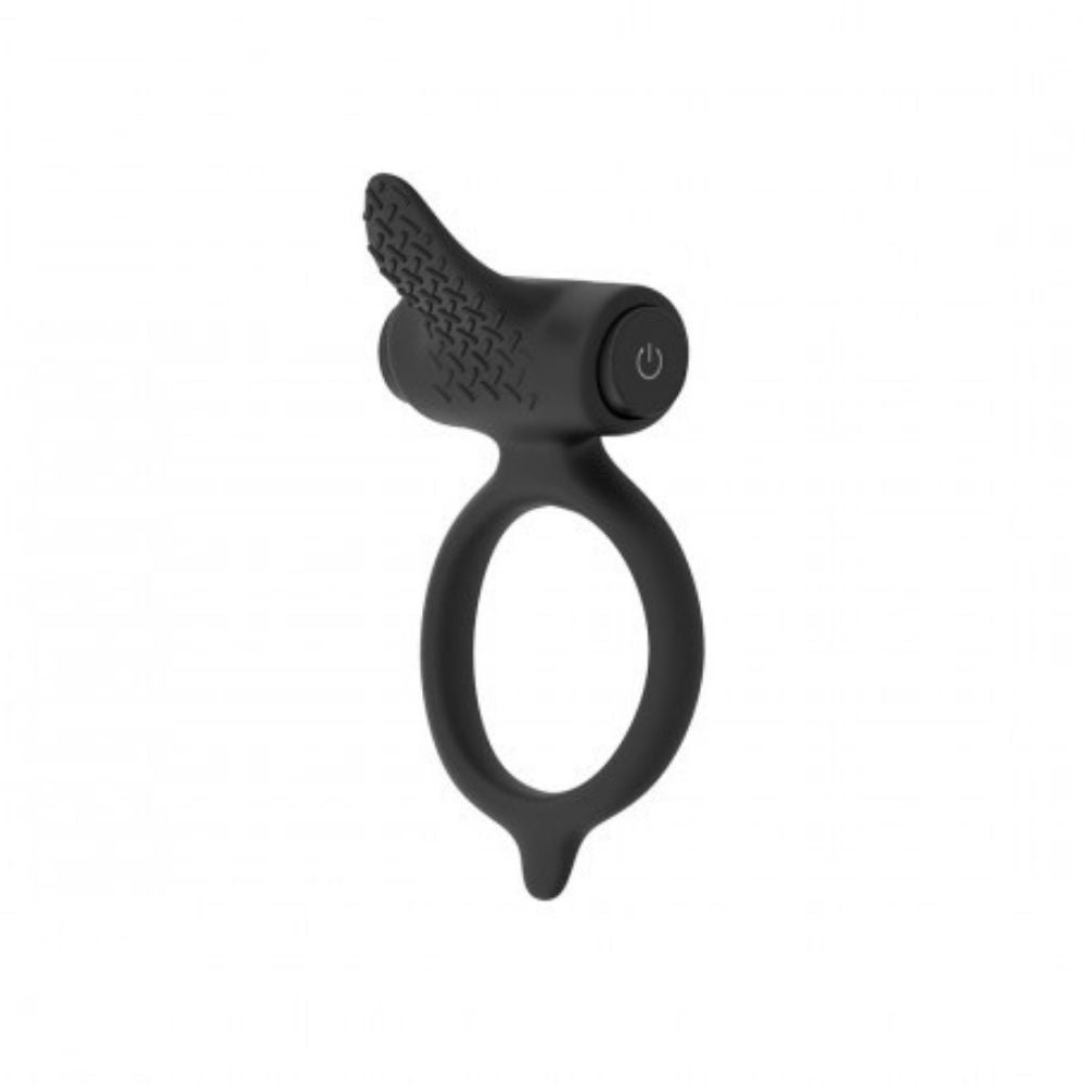 B Swish Bcharmed Classic Ring in black, standing upright on the tip of the ring