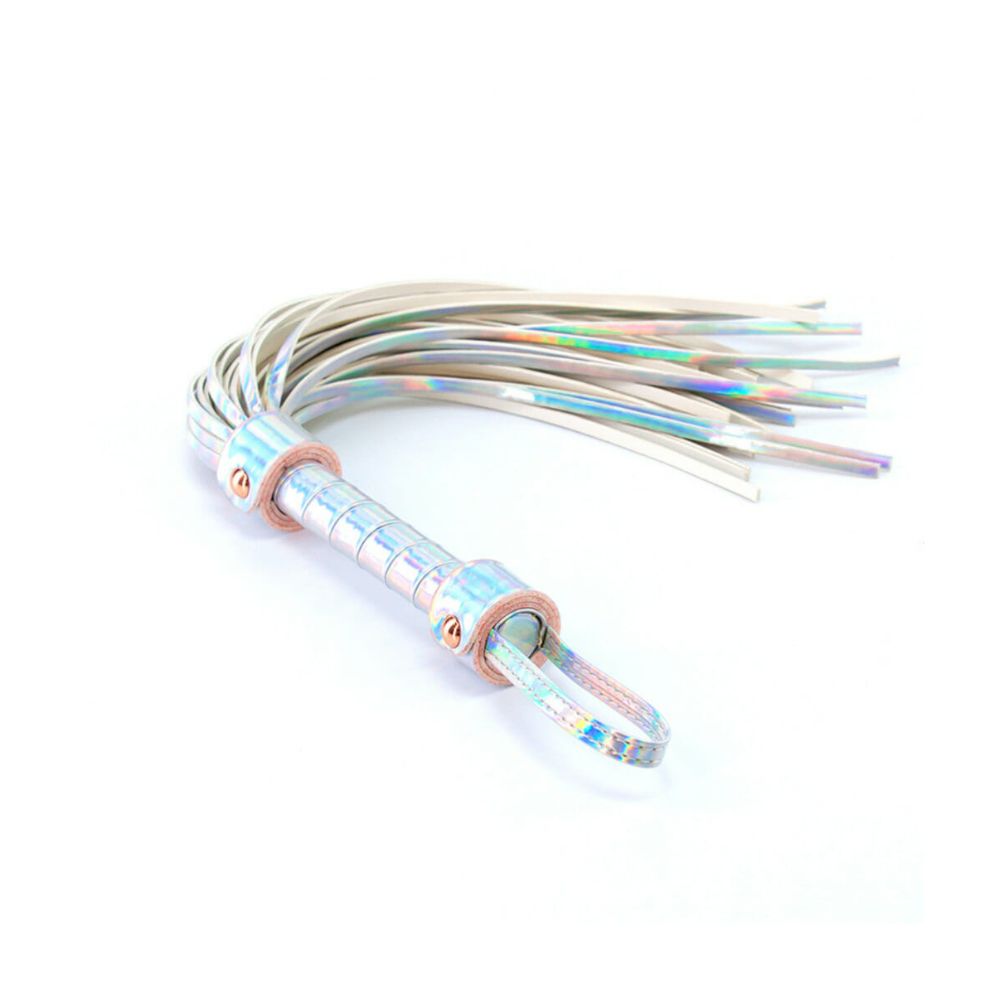 The flogger that comes in the Cosmo Bondage 6-Piece Kit Rainbow 