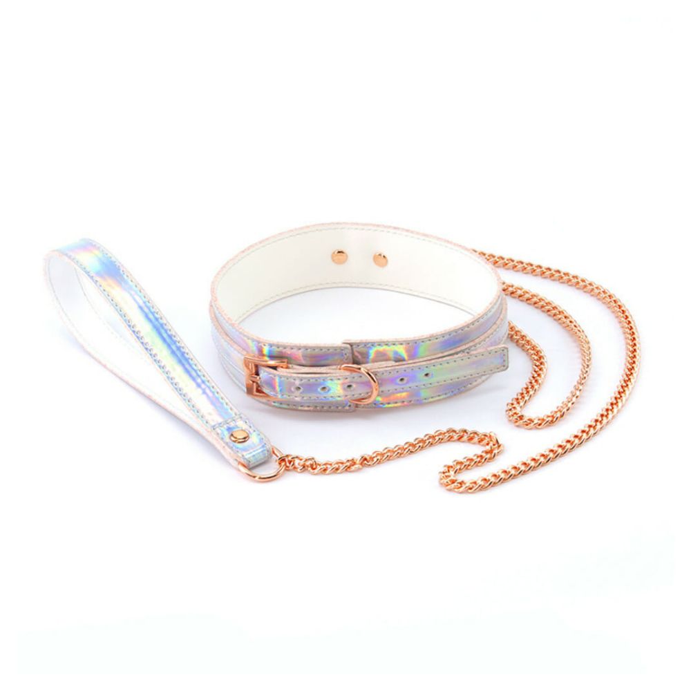 The leash and collar that comes in the Cosmo Bondage 6-Piece Kit Rainbow 