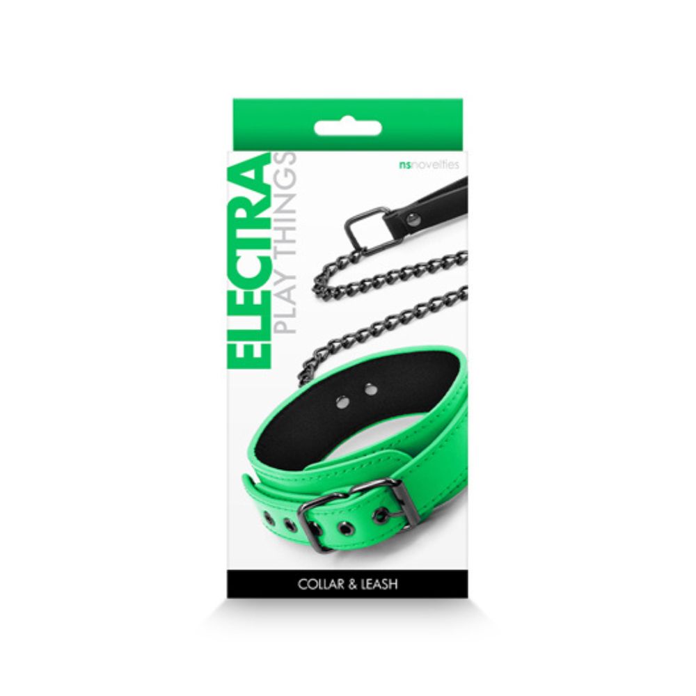 Packaging for the green Electra Collar & Leash