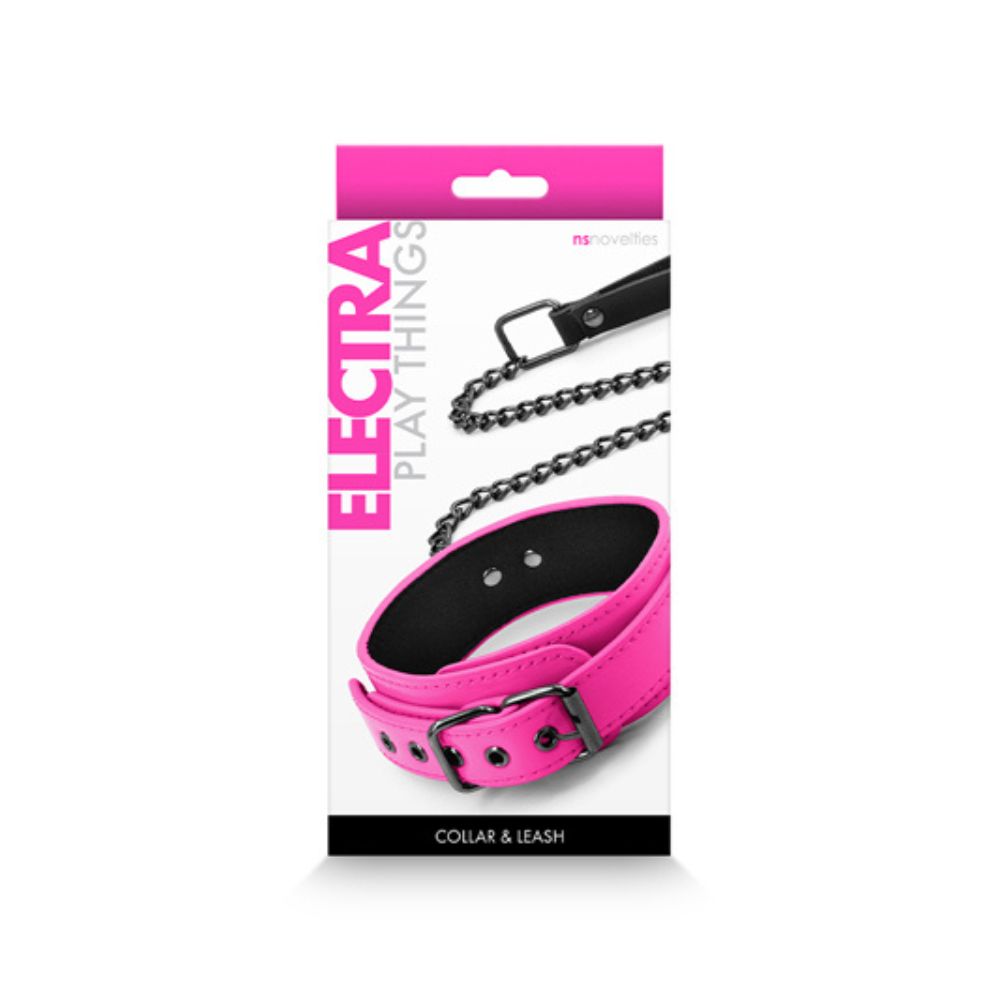 Packaging for the pink Electra Collar & Leash