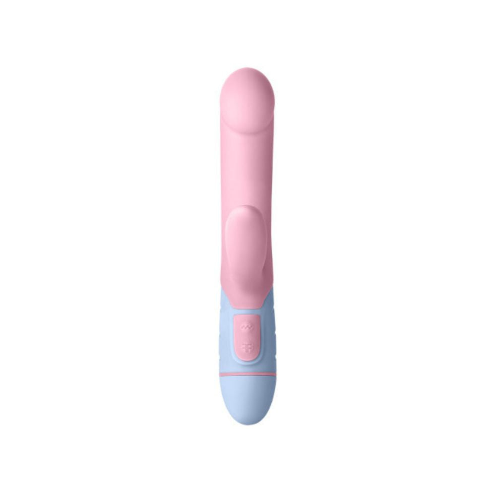 Bottom view of the pink Femme Fun FFIX Rabbit showing the buttons on the handle