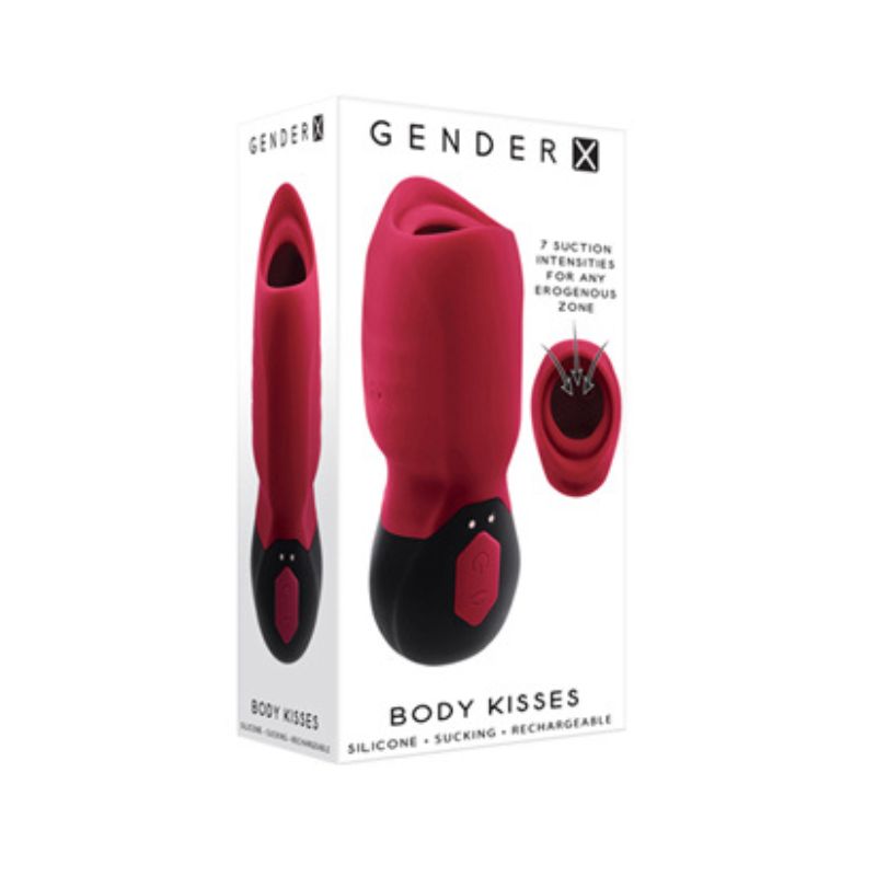 Gender X Body Kisses Suction Toy Box standing upright.