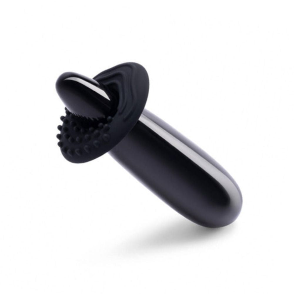 Le Wand Crystal Wand in black obsidian with the silicone attachment attached 