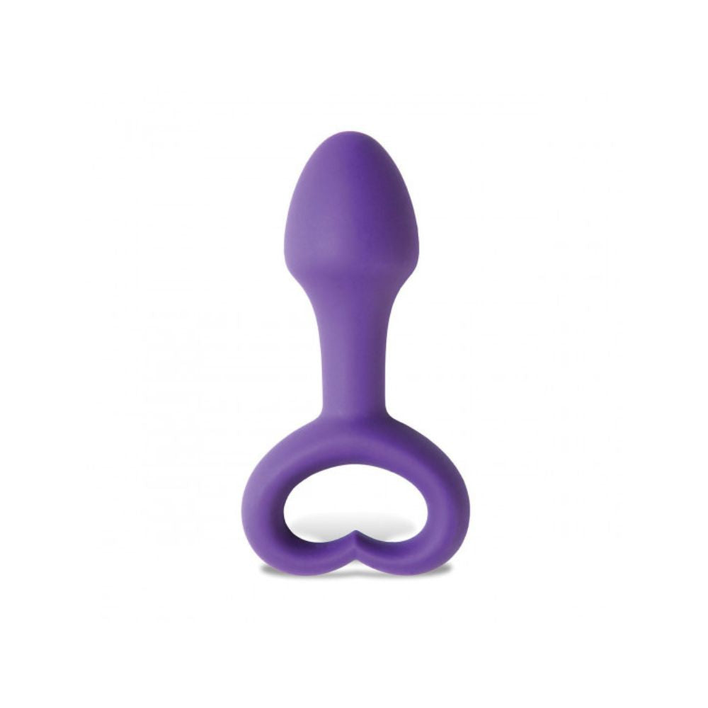 LoveLife Explore Pleasure Plug placed upright with the heart shaped handle at the bottom