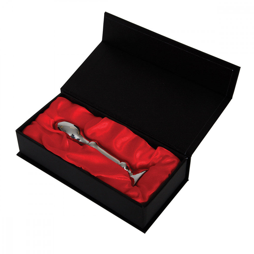 Aneros Tempo inside the included black box, lined with red satin material