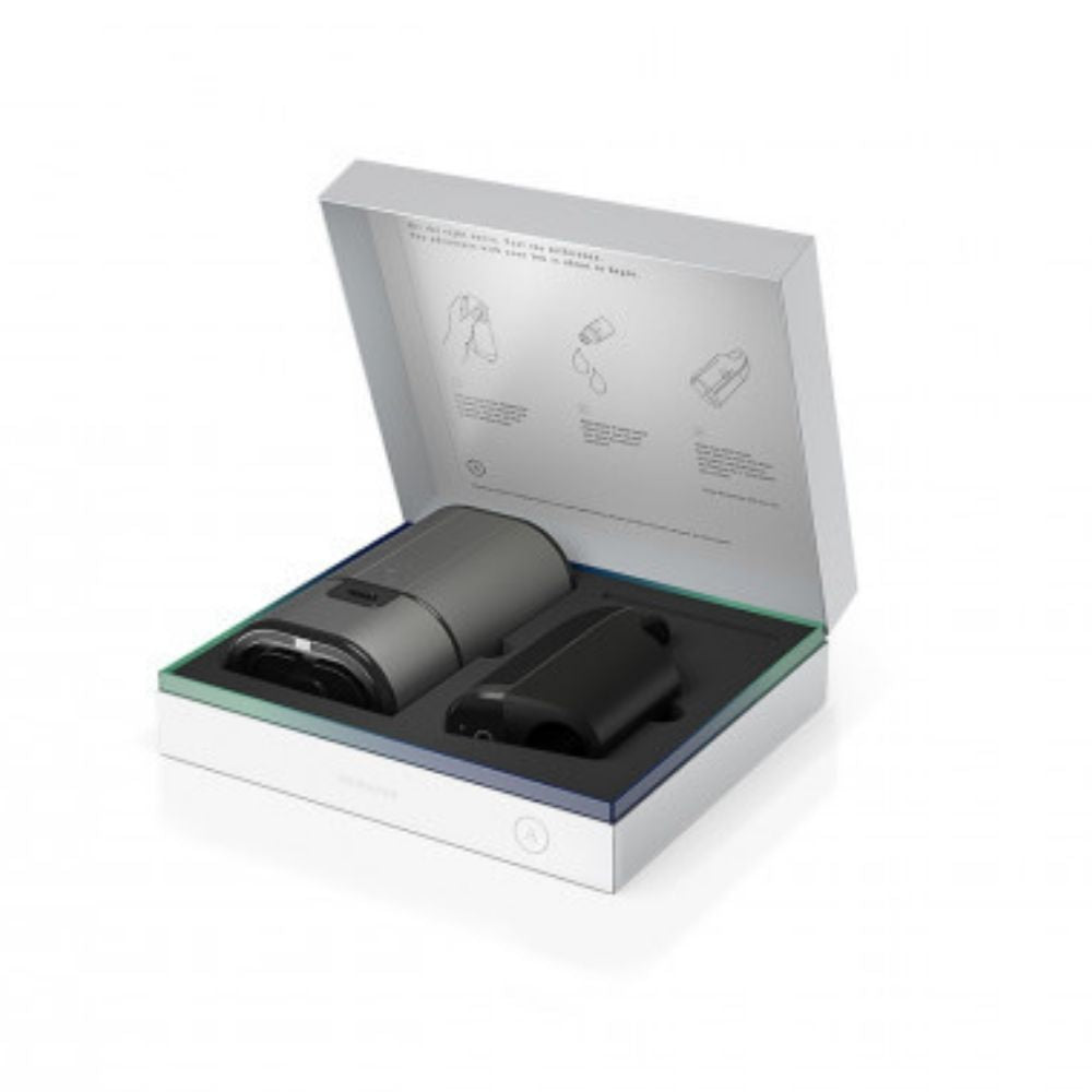 Arcwave Ion device and storage case inside the open box they come in