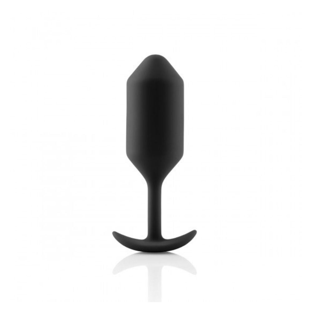 Black B-Vibe Snug Plug 3 (L) standing upright on its base