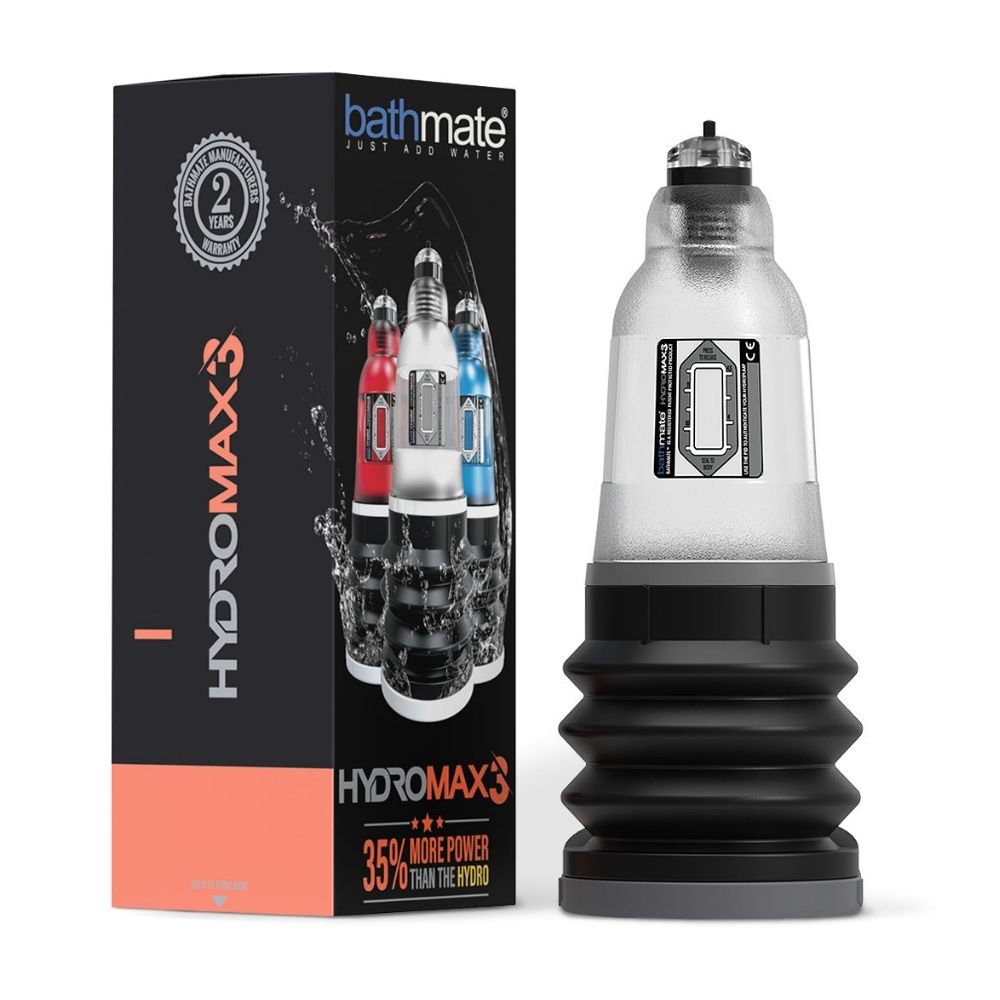 Bathmate Hydromax 3 Clear beside the box it comes in