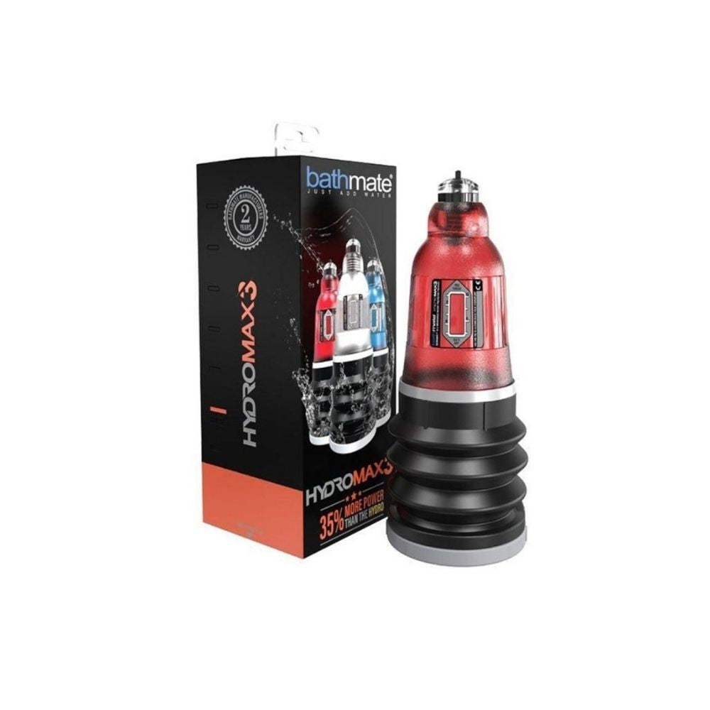 Bathmate Hydromax 3 Red beside the box it comes in