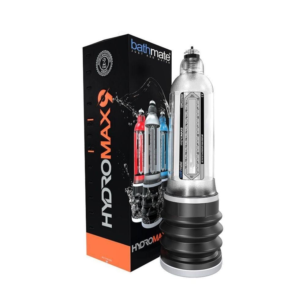 Bathmate Hydromax 9 Clear beside the box it comes in