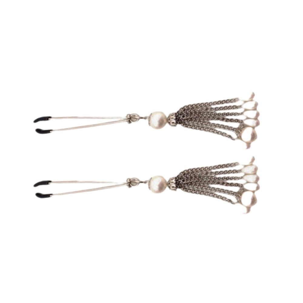 Bijoux de Nip Pearl Tassels laying flat horizontally