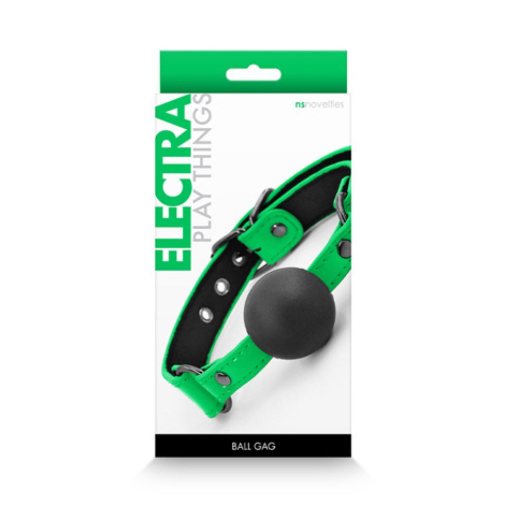 Packaging for the green Electra Ball Gag