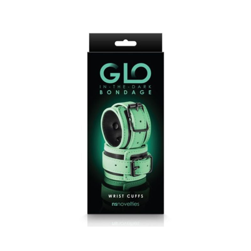 The box that GLO Bondage Wrist Cuff Green come in