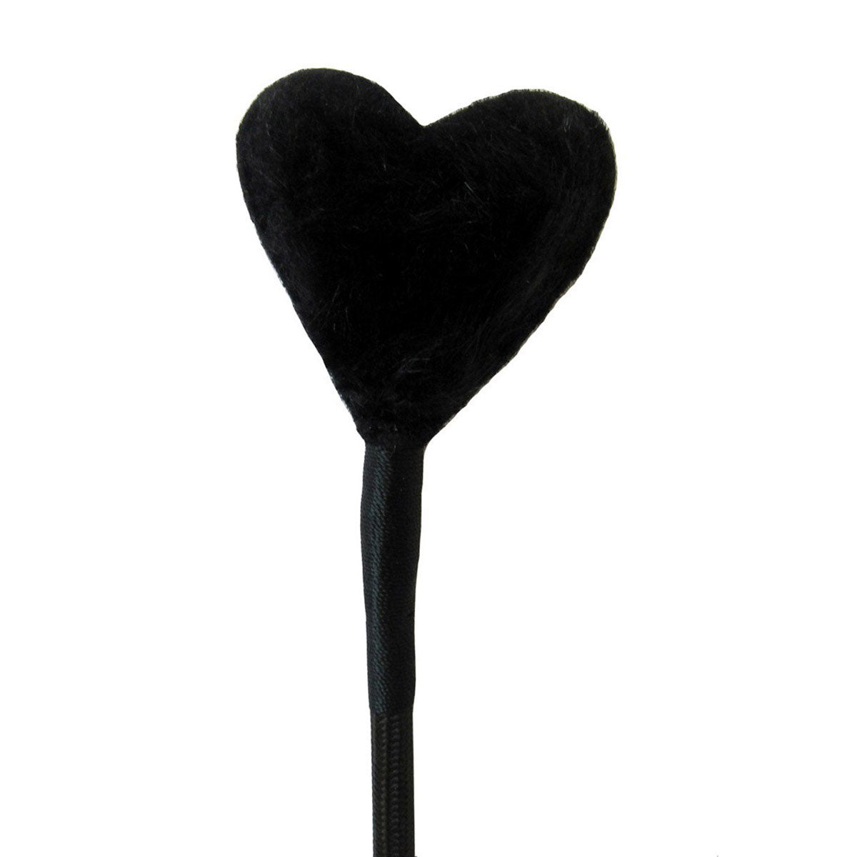 Heart Fluff Tip Riding Crop-Black-